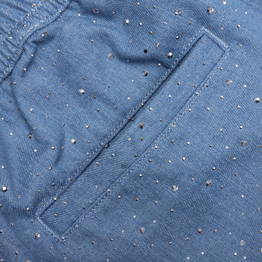 Glitter Baggy Denim Shorts Light Indigo