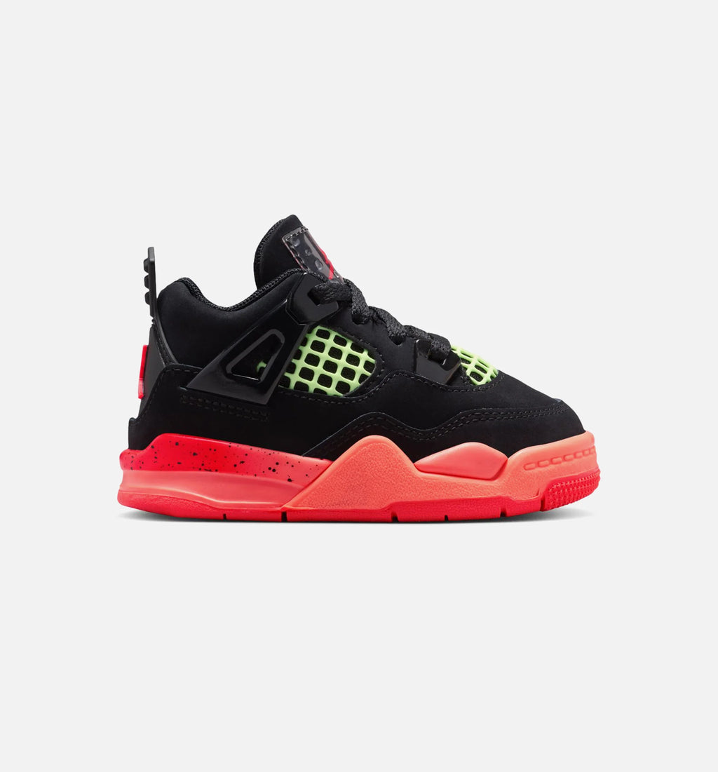 Air Jordan 4 Retro Black Infrared 23 Infant Toddler Lifestyle Shoe Black Infrared 23 Bright Mango Free Shipping