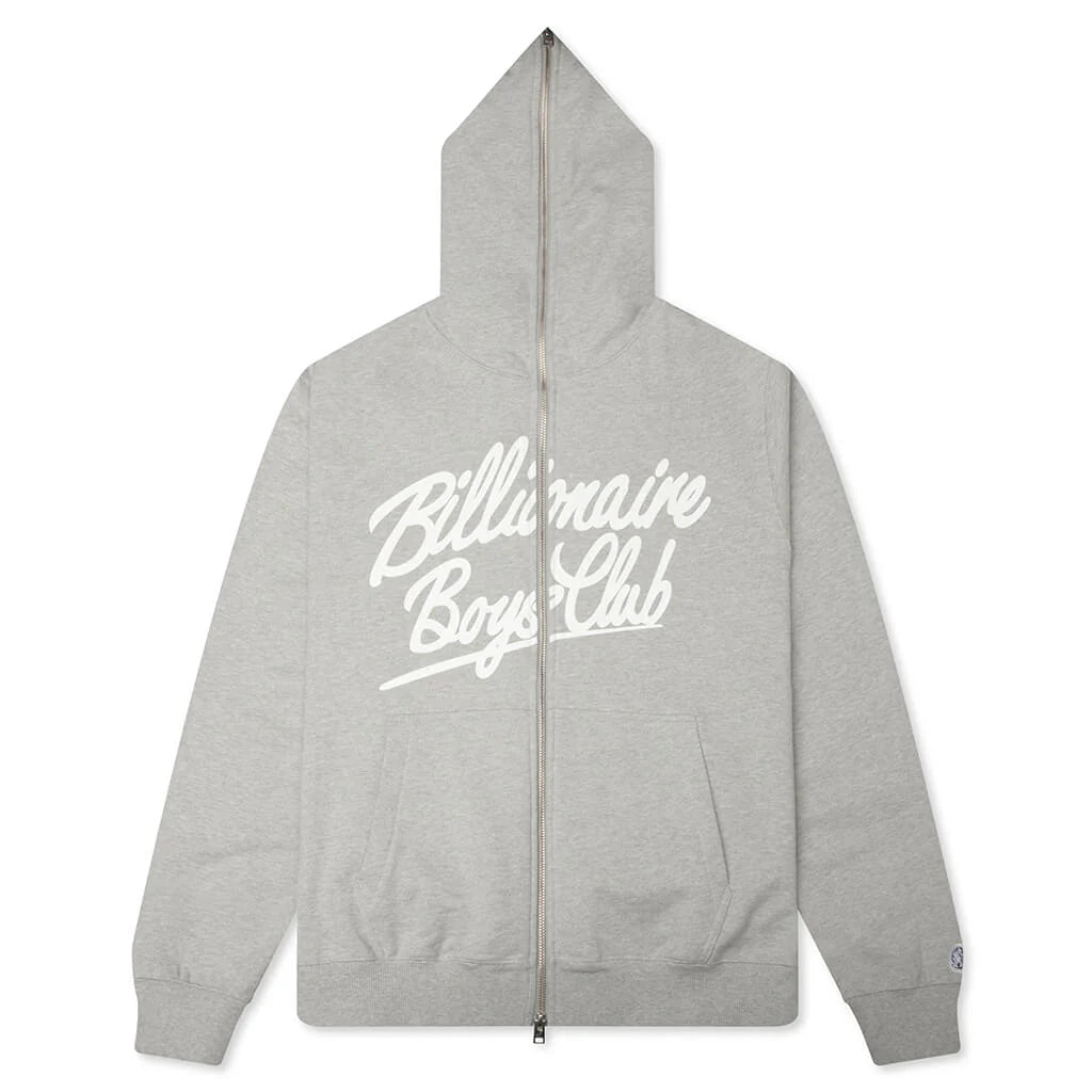 Script Zip Hoodie Heather Grey