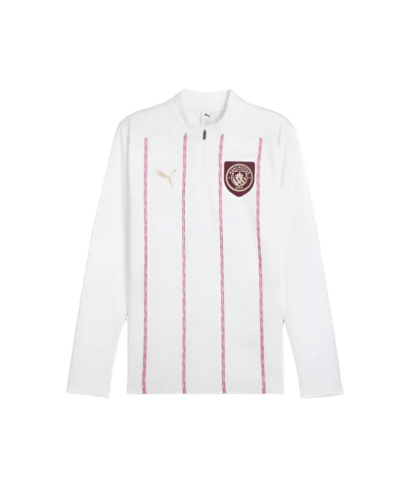 PUMA Manchester City Prematch 1 4 Zip Top White