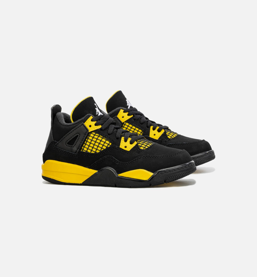 Air Jordan 4 Retro Thunder Preschool Lifestyle Shoe Black Yellow
