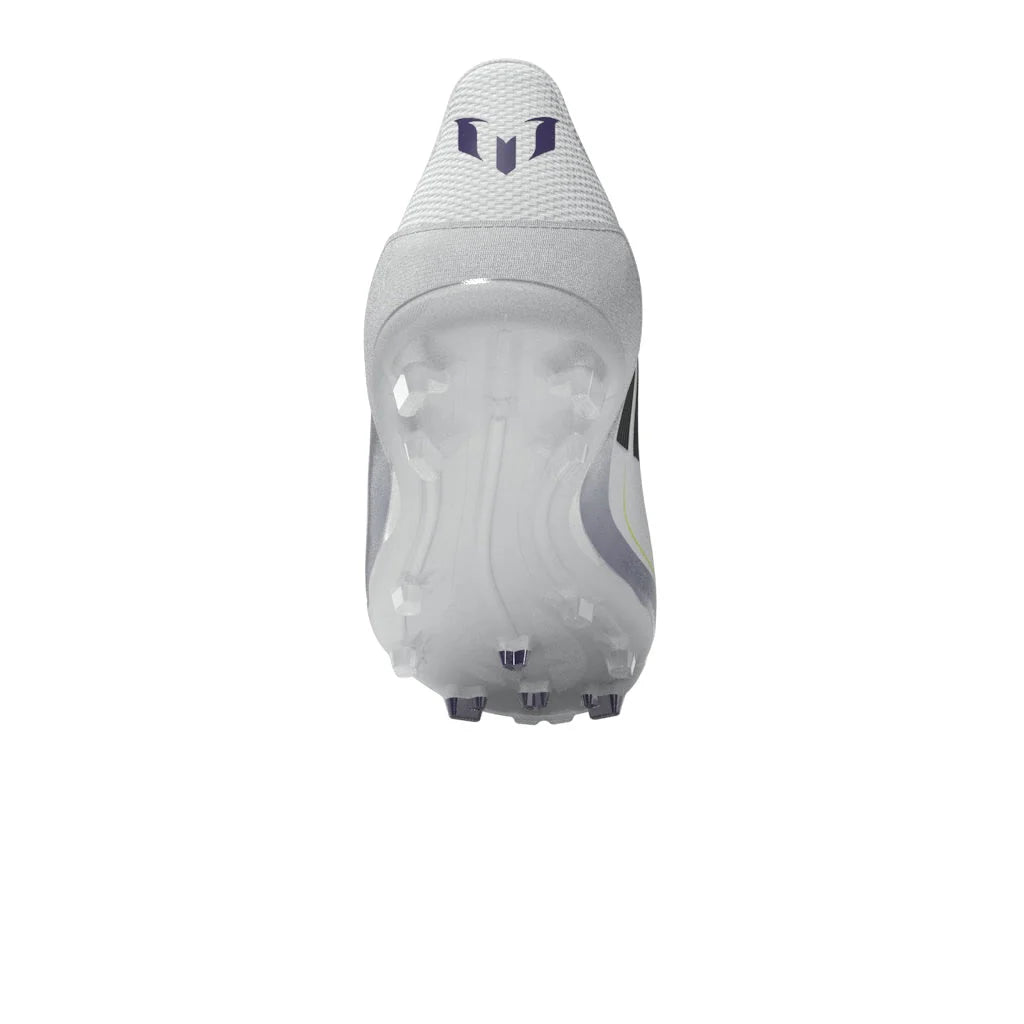 adidas Kids F50 League FG MG Messi Multi Ground Soccer Cleats White Black Purple