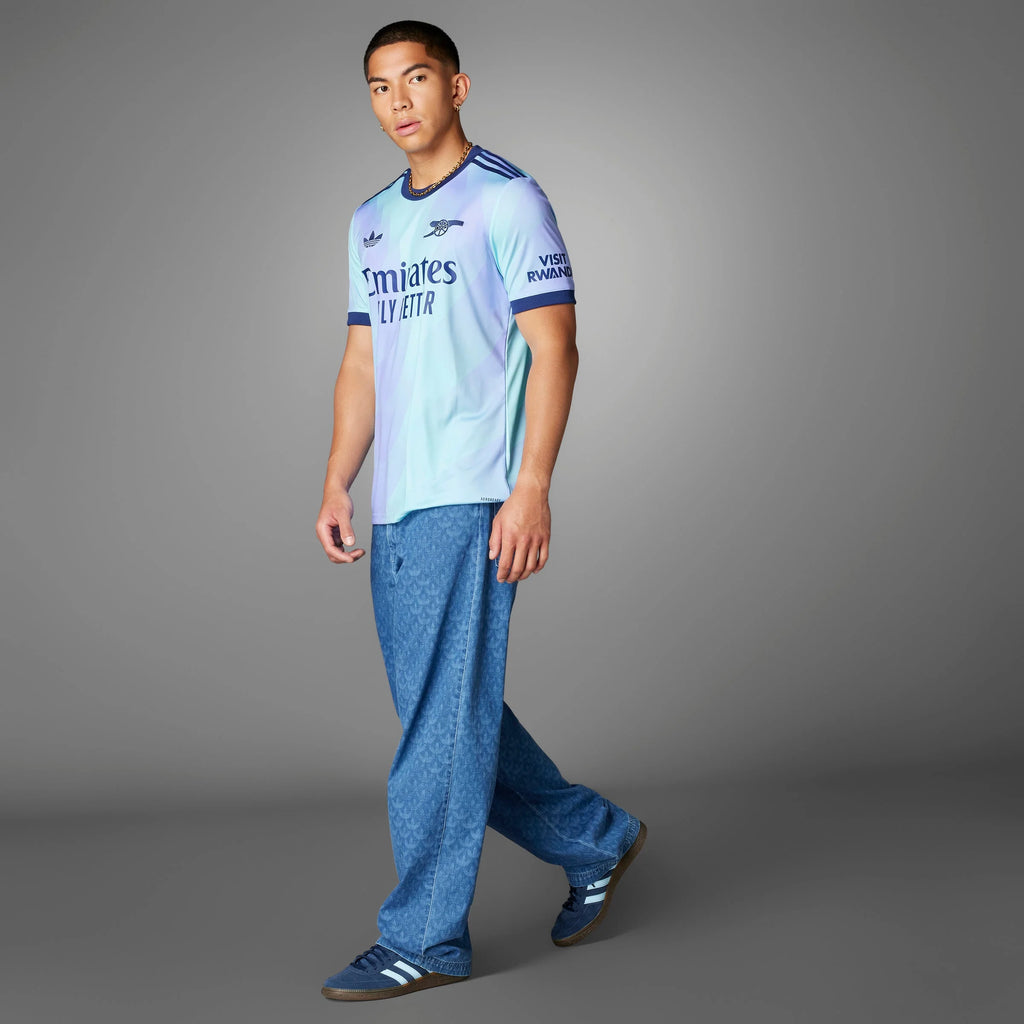 adidas Mens Arsenal Third Jersey 24 25 Aqua Purple