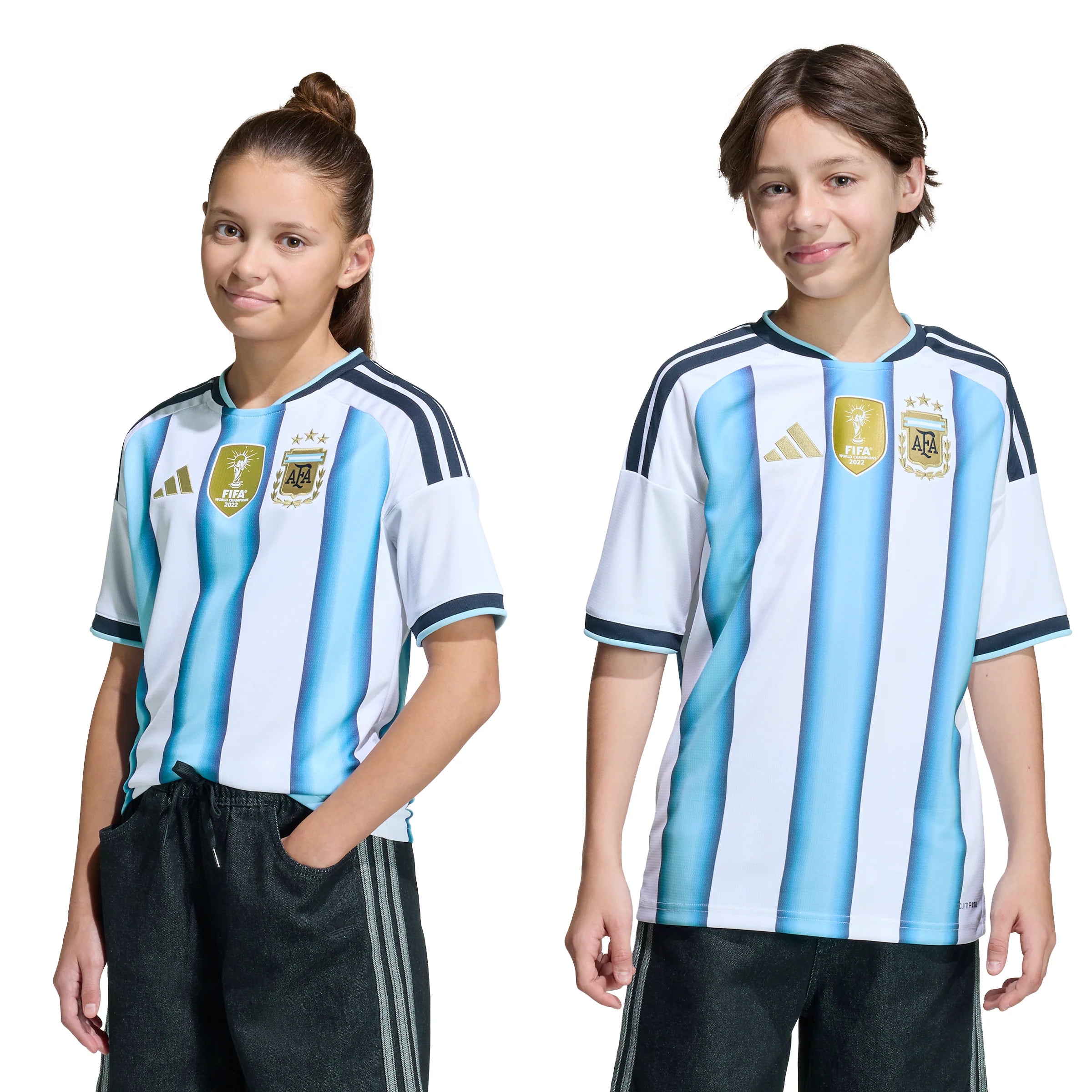 adidas Argentina Home Youth Soccer Jersey 26 White Blue