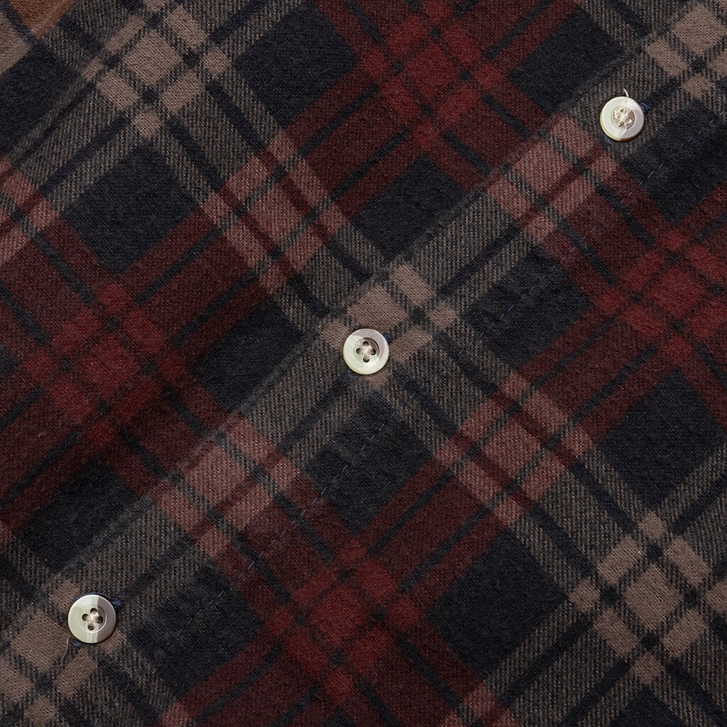 Flannel Shirt 7 Cuts Shirt Over Dye Brown