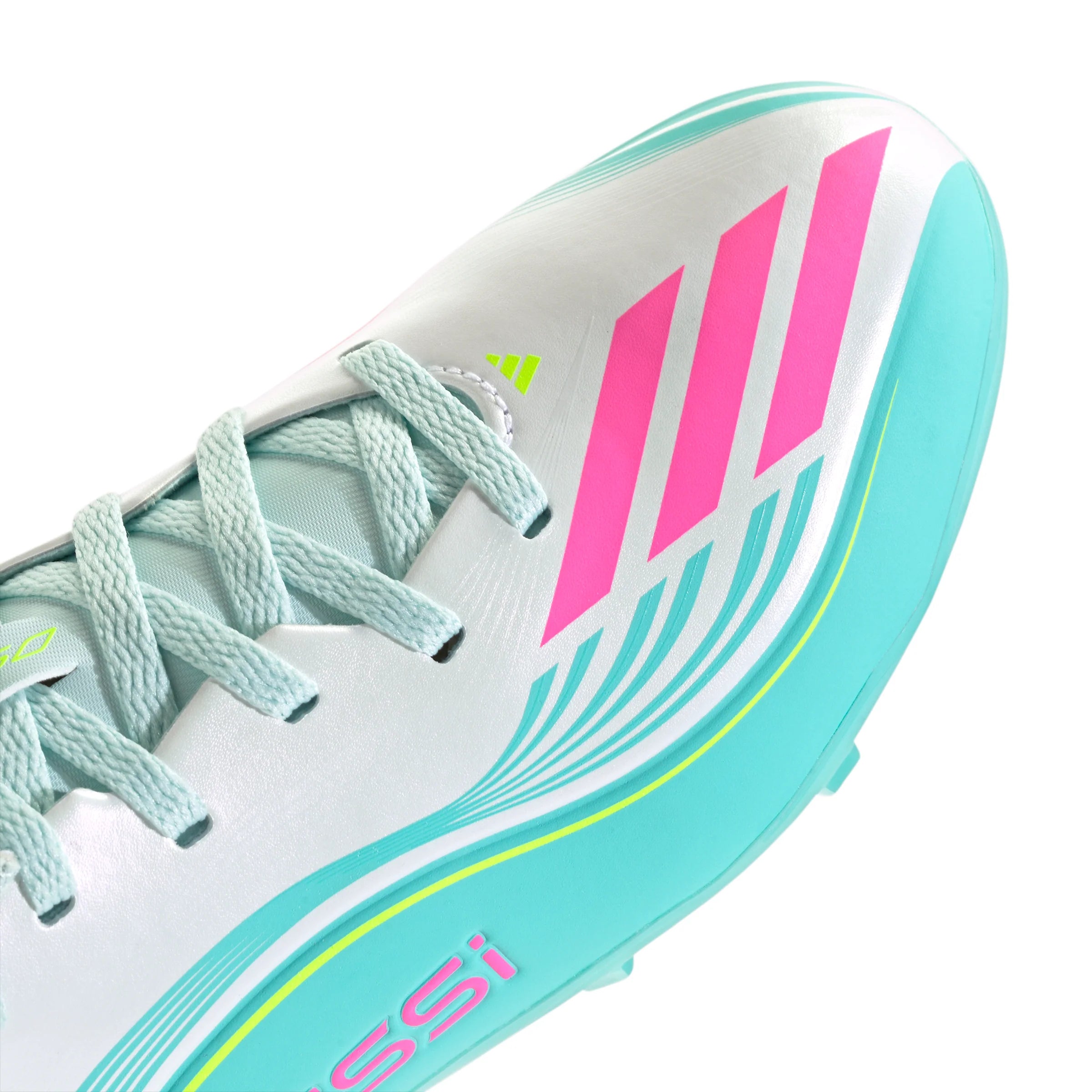 adidas F50 Messi League FG MG Firm Ground Multi Ground Youth Soccer Cleats White Pink Aqua