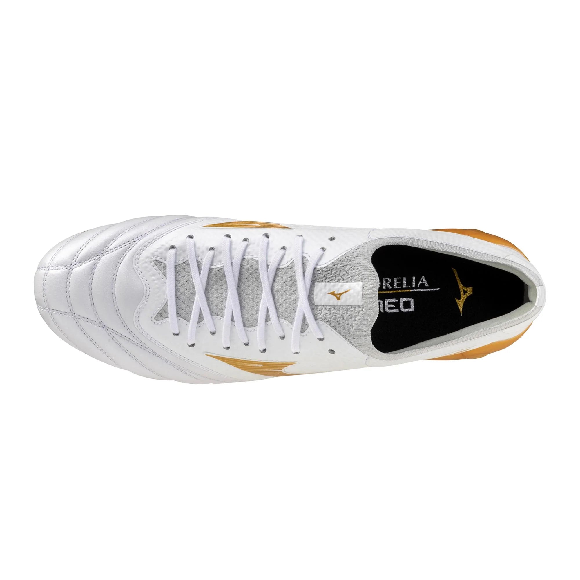 Mizuno Morelia Neo IV Beta Elite FG Firm Ground Soccer Cleats White Gold