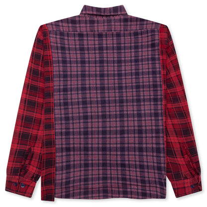 Over Dyed Ribbon Wide Shirt Red