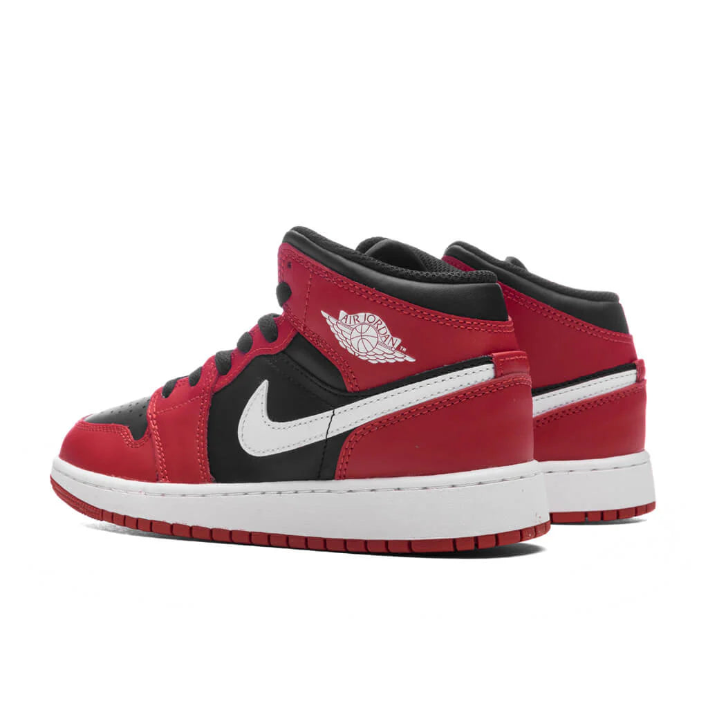 Air Jordan 1 Mid GS Black White Gym Red