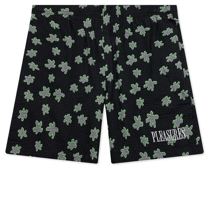 Floral Seersucker Shorts Black