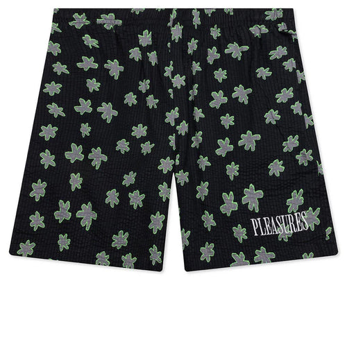 Floral Seersucker Shorts Black