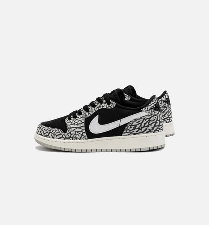Air Jordan 1 Retro Low OG Black Cement Grade School Lifestyle Shoe Black Grey