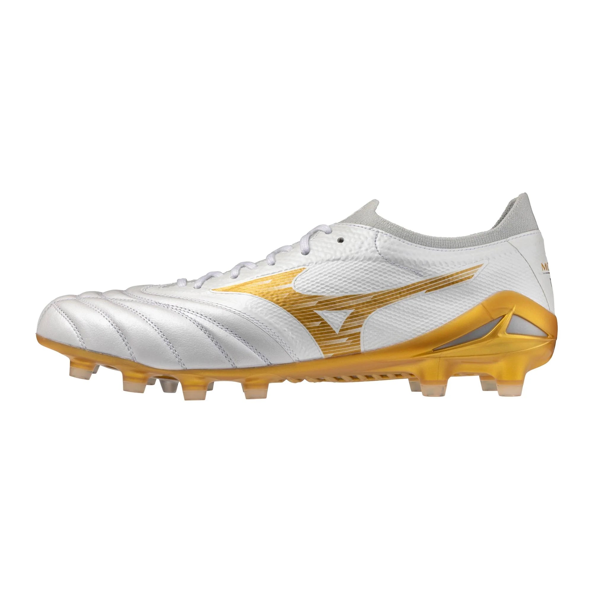 Mizuno Morelia Neo IV Beta Elite FG Firm Ground Soccer Cleats White Gold