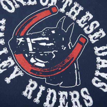 Valley Riders T Shirt Sun Faded Washed Navy