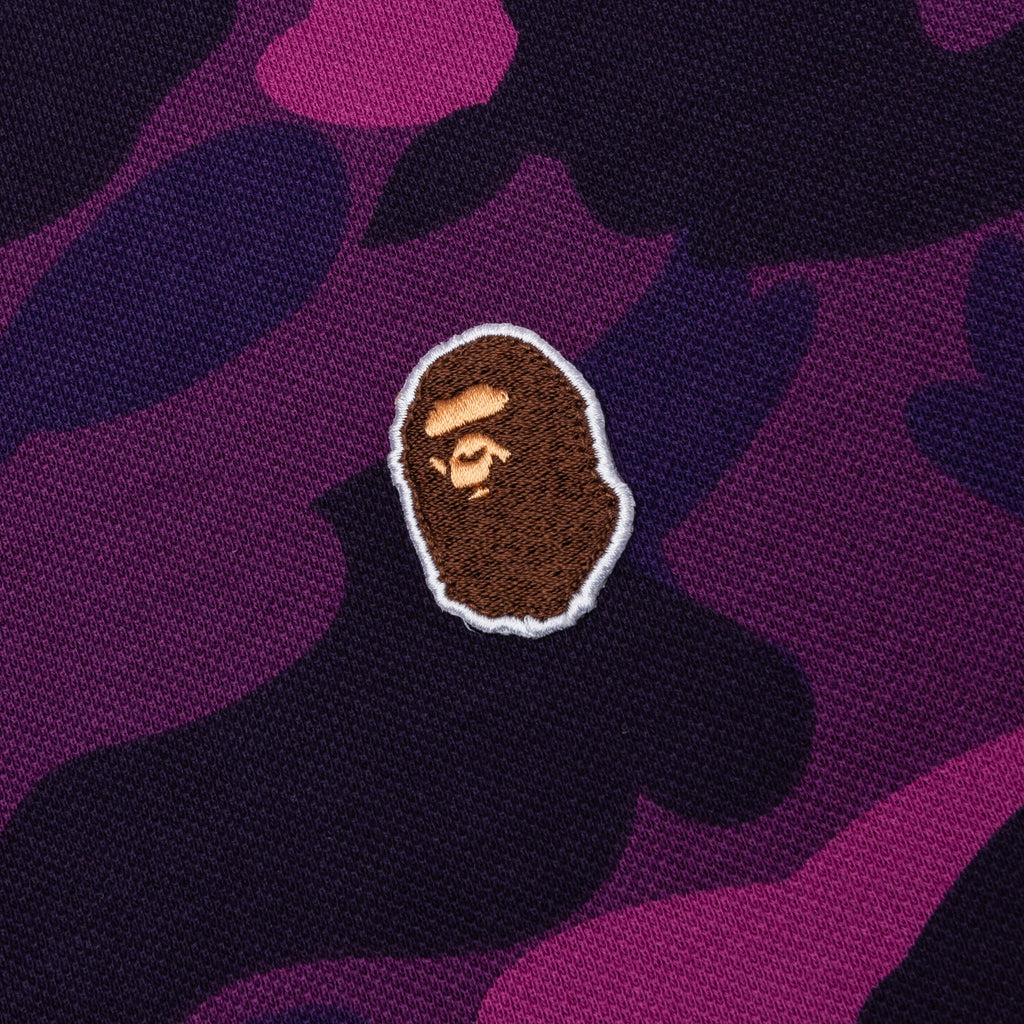 Color Camo Large Ape Head Relaxed Fit Polo Shirt Purple