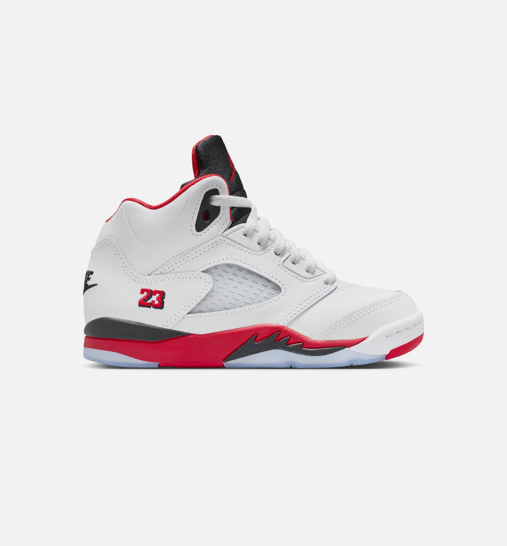 Air Jordan 5 Retro Fire Red Preschool Lifestyle Shoe White Fire Red Black