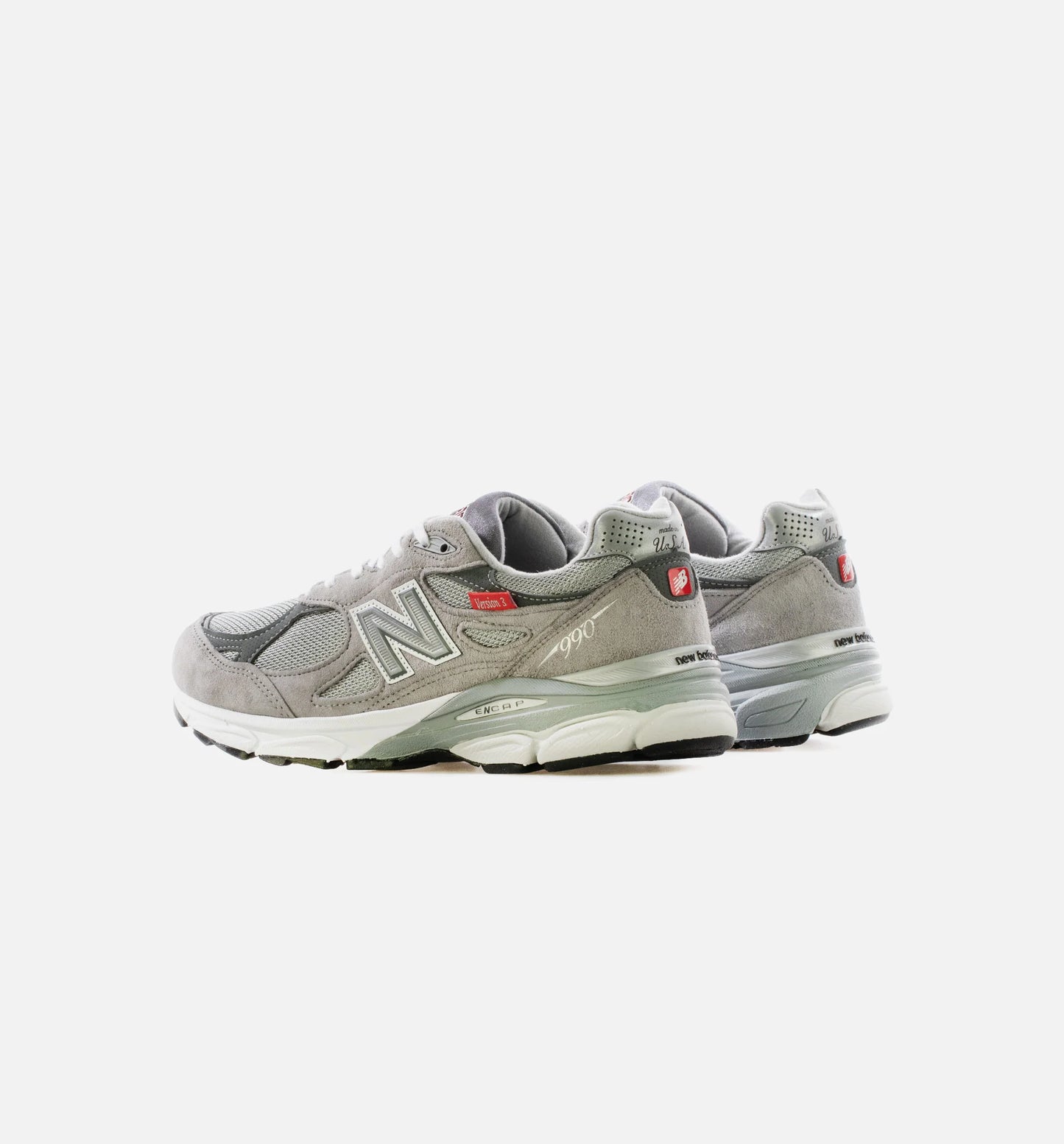 Made in USA 990v3 Mens Running Shoe Grey White Red