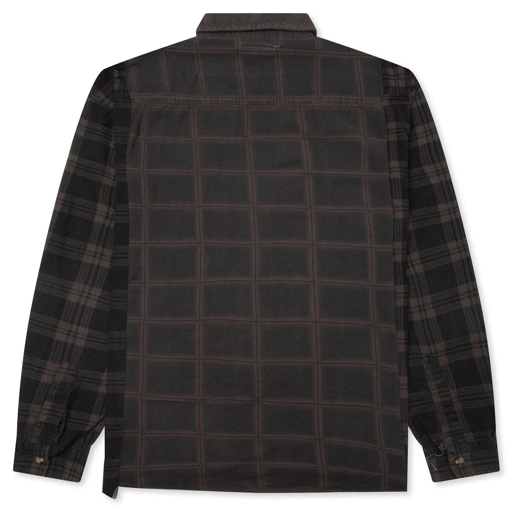 Over Dyed Ribbon Wide Shirt Brown