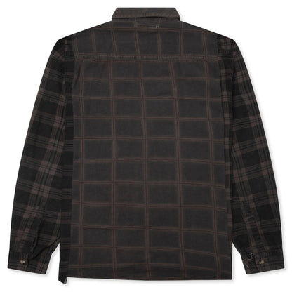 Over Dyed Ribbon Wide Shirt Brown