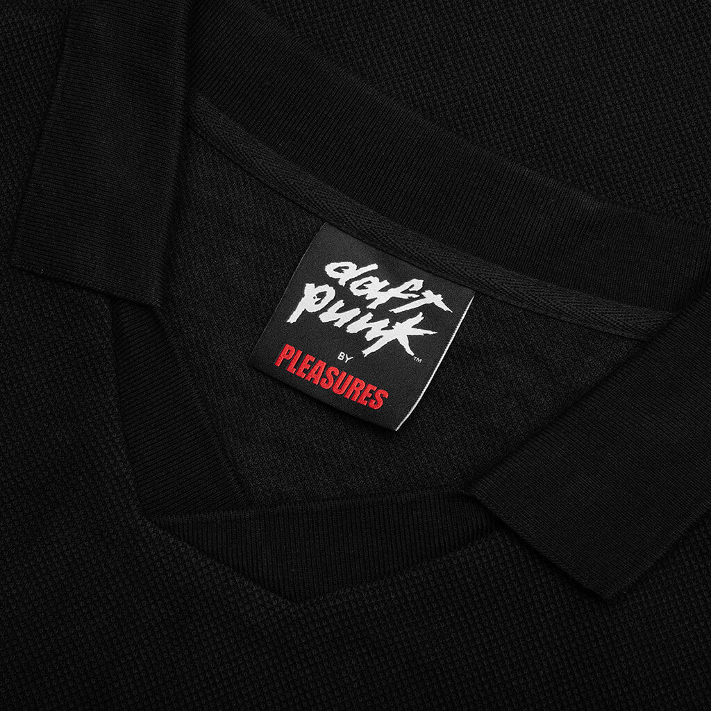 Schematic Long Sleeve Polo Black