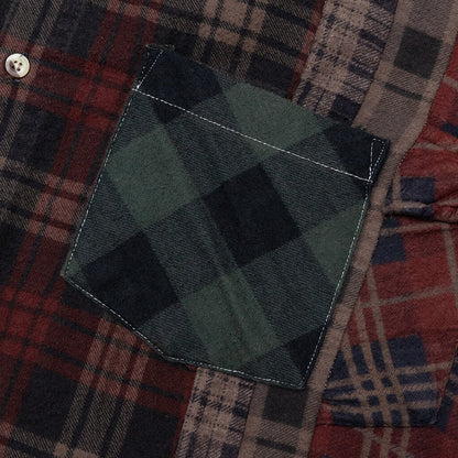 Flannel Shirt 7 Cuts Shirt Over Dye Brown
