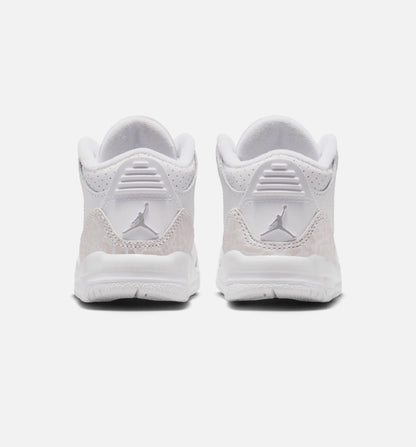 Air Jordan 3 Retro White And Silver Infant Toddler Lifestyle Shoe White Metallic Silver
