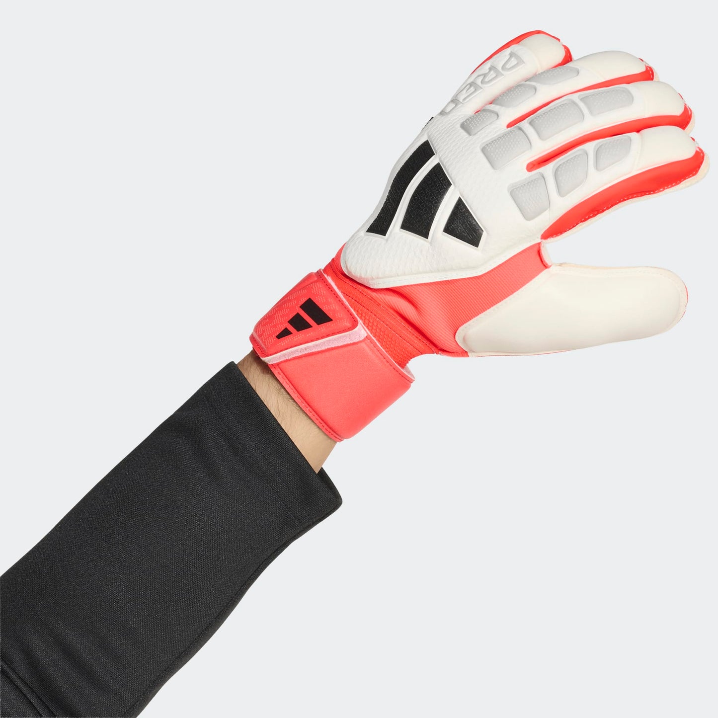 adidas Predator Match Fingersave Goalkeeper Soccer Gloves White Red Black