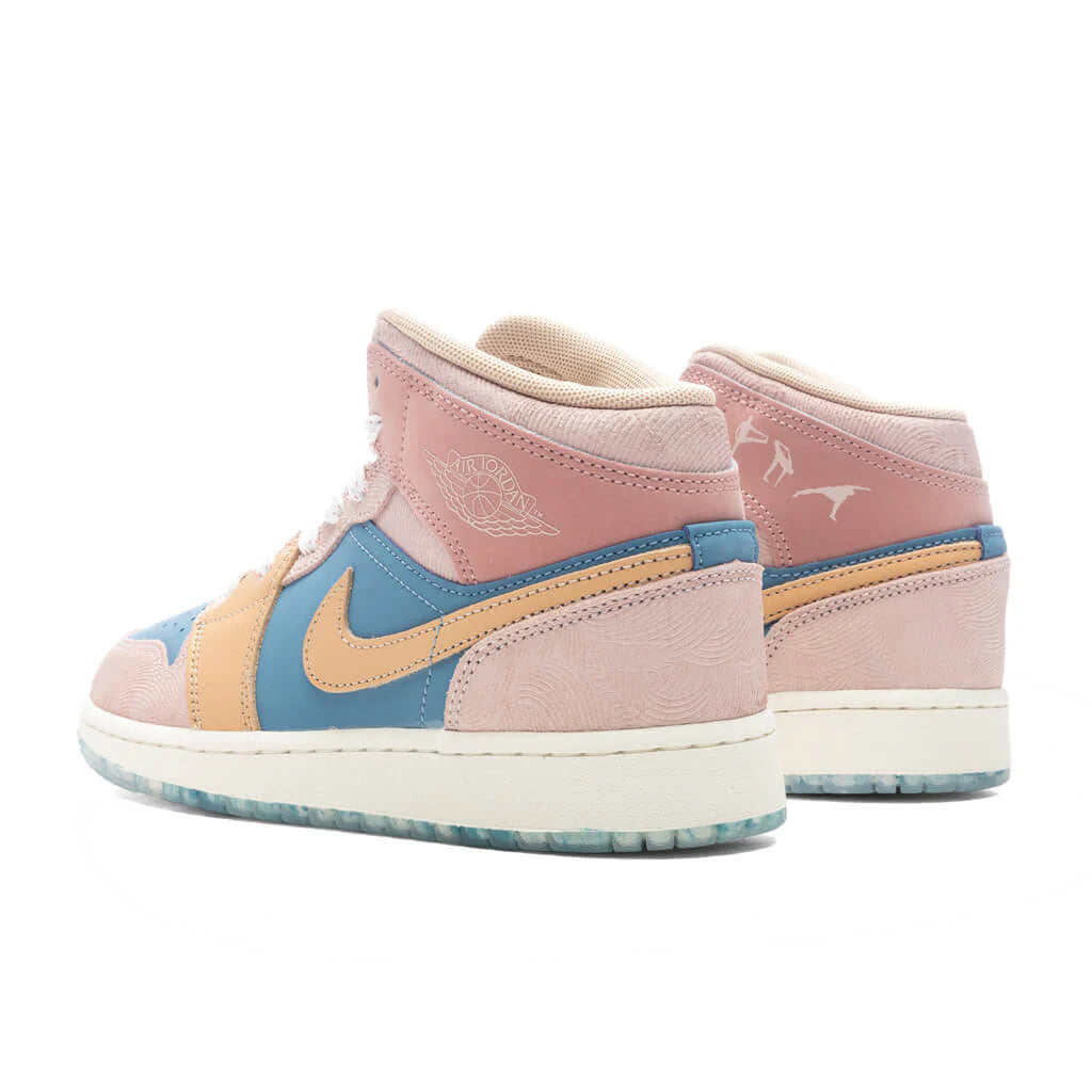 Air Jordan 1 Mid SS GS Zen Aegean Storm Hemp Pink Oxford
