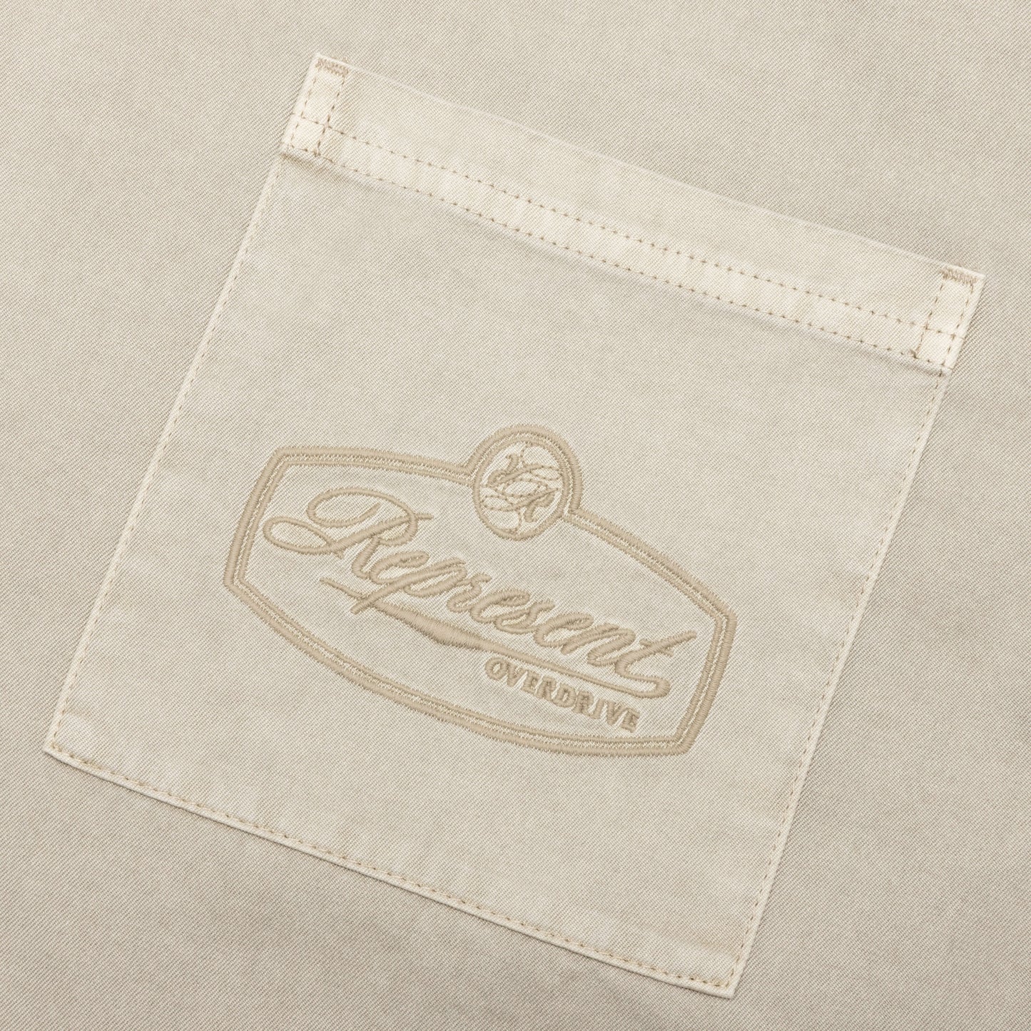 Short Sleeve Cotton Overshirt Beige