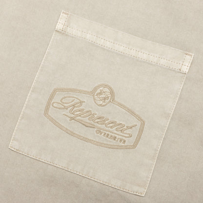 Short Sleeve Cotton Overshirt Beige