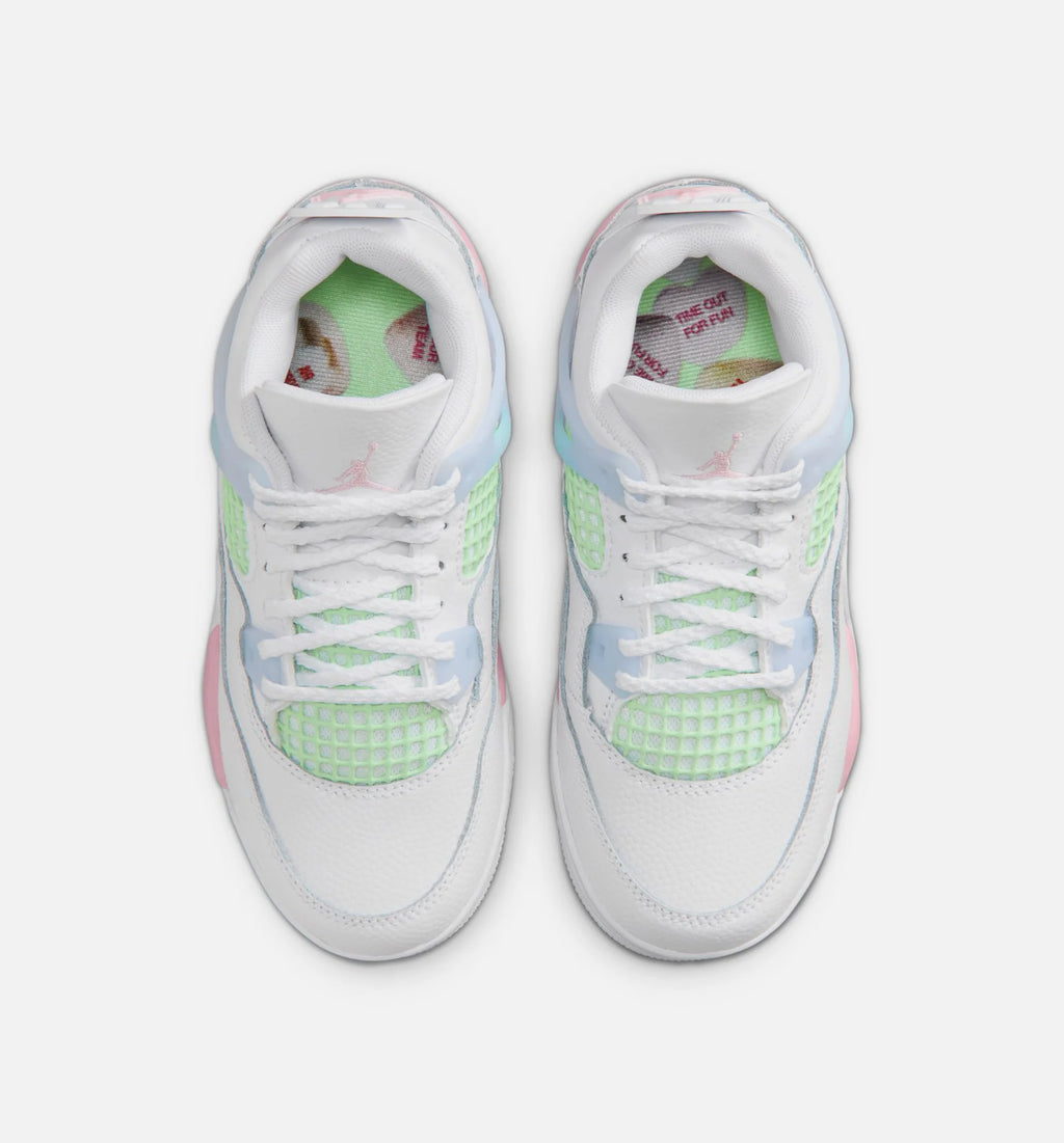 Air Jordan 4 Retro Medium Soft Pink Preschool Lifestyle Shoe White Medium Soft Pink Half Blue