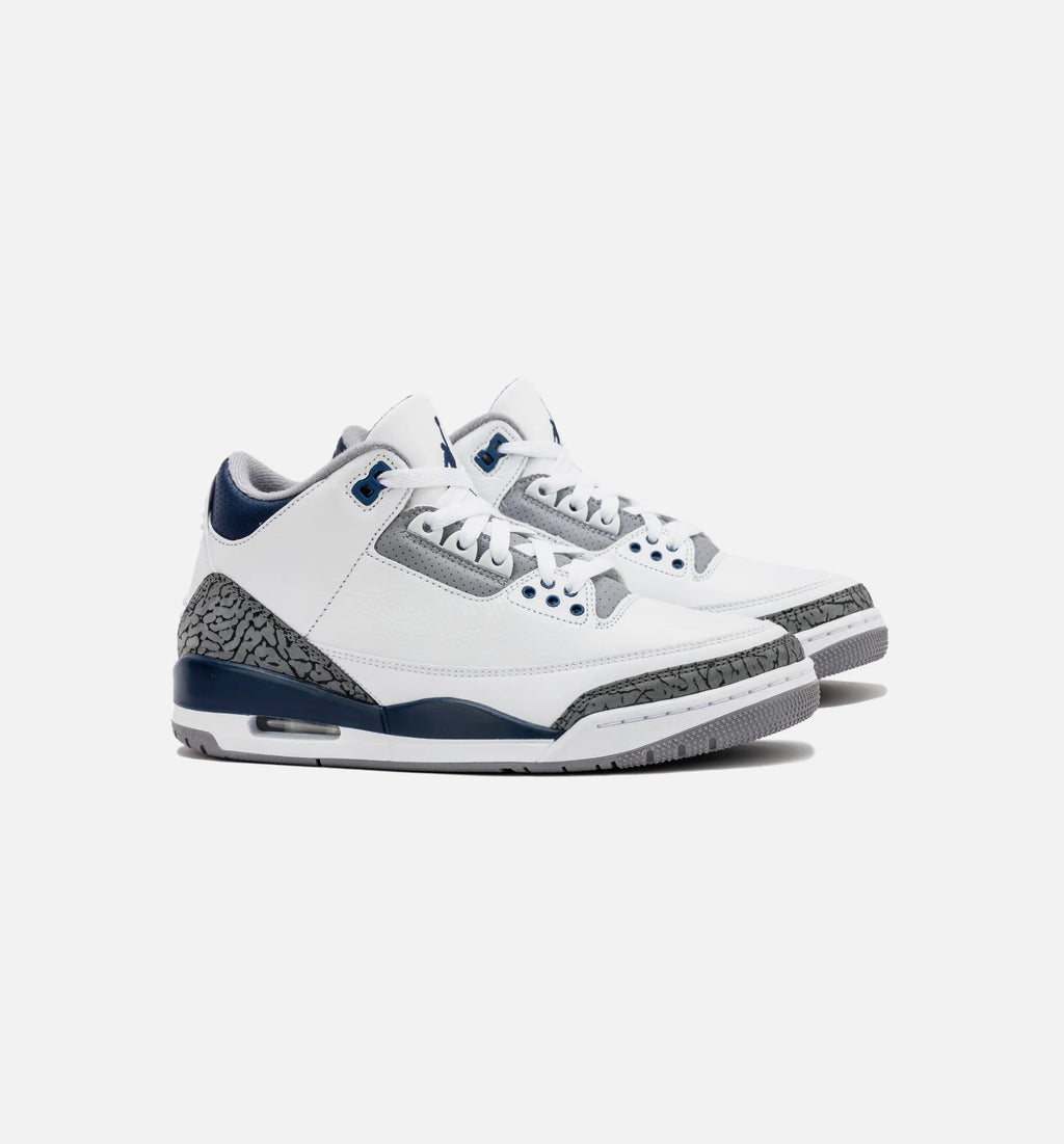 Air Jordan 3 Retro Midnight Navy Mens Lifestyle Shoe White Midnight Navy