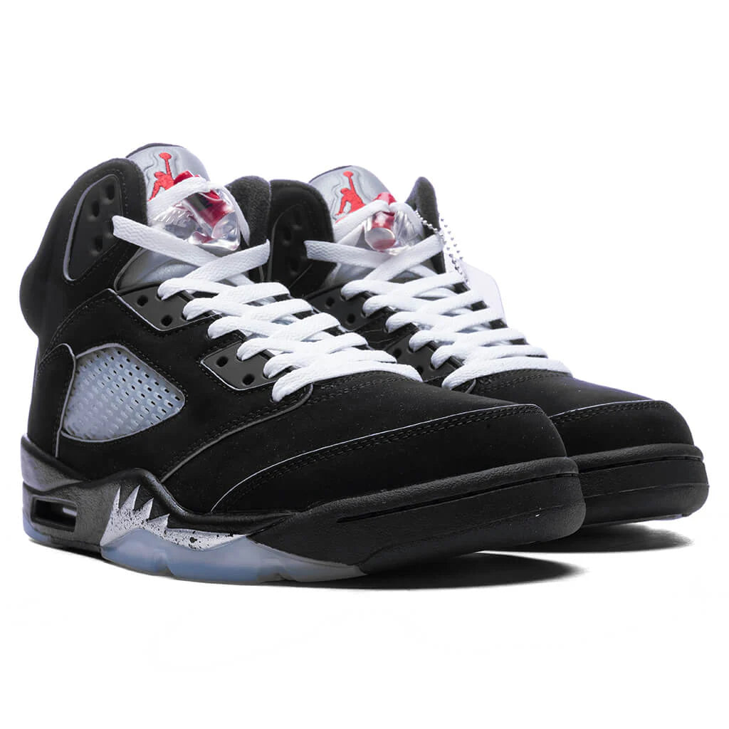 Air Jordan 5 Retro OG Black Metallic Reimagined Black White Metallic Silver Fire Red