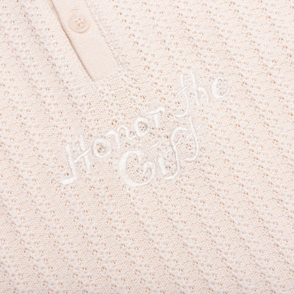Long Sleeve Knit Polo Bone
