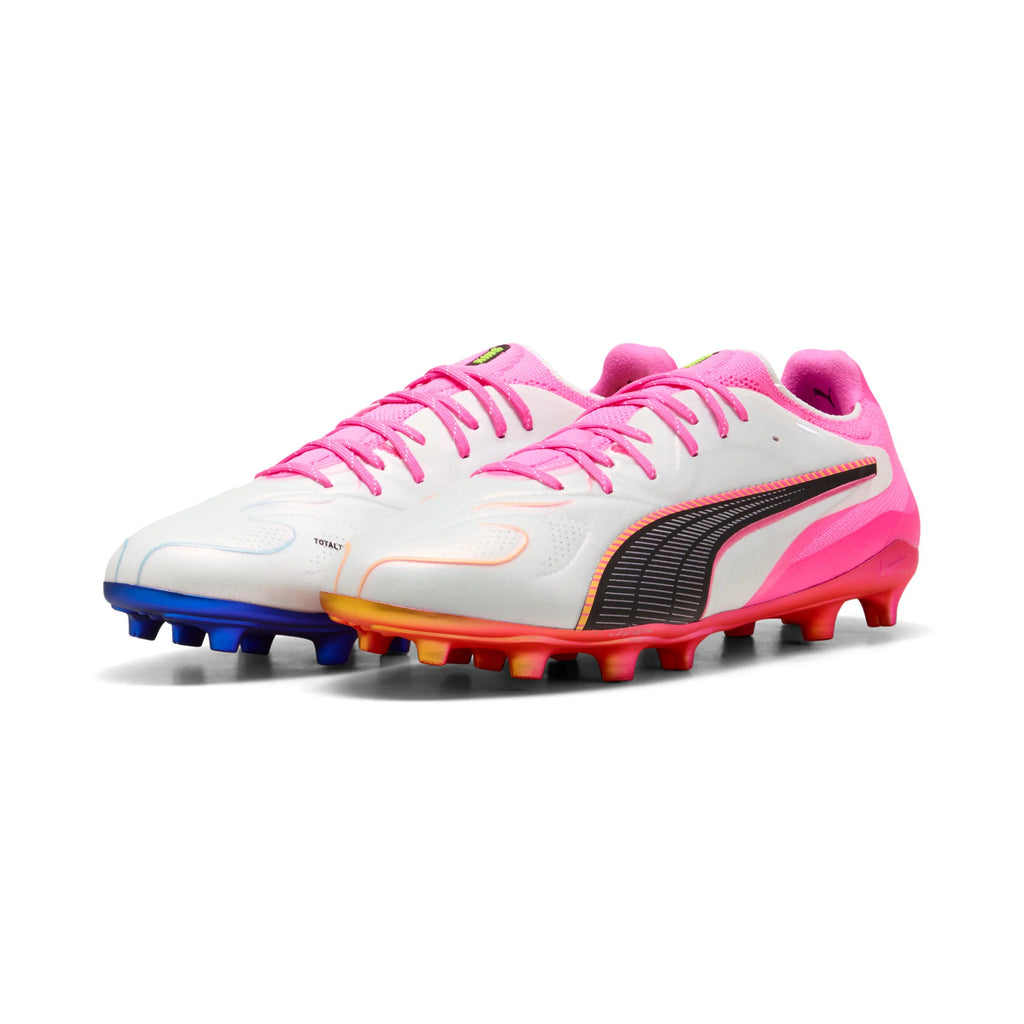 PUMA King 20 Ultimate FG AG Firm Ground Artificial Ground Mens Soccer Cleats White Pink Aqua