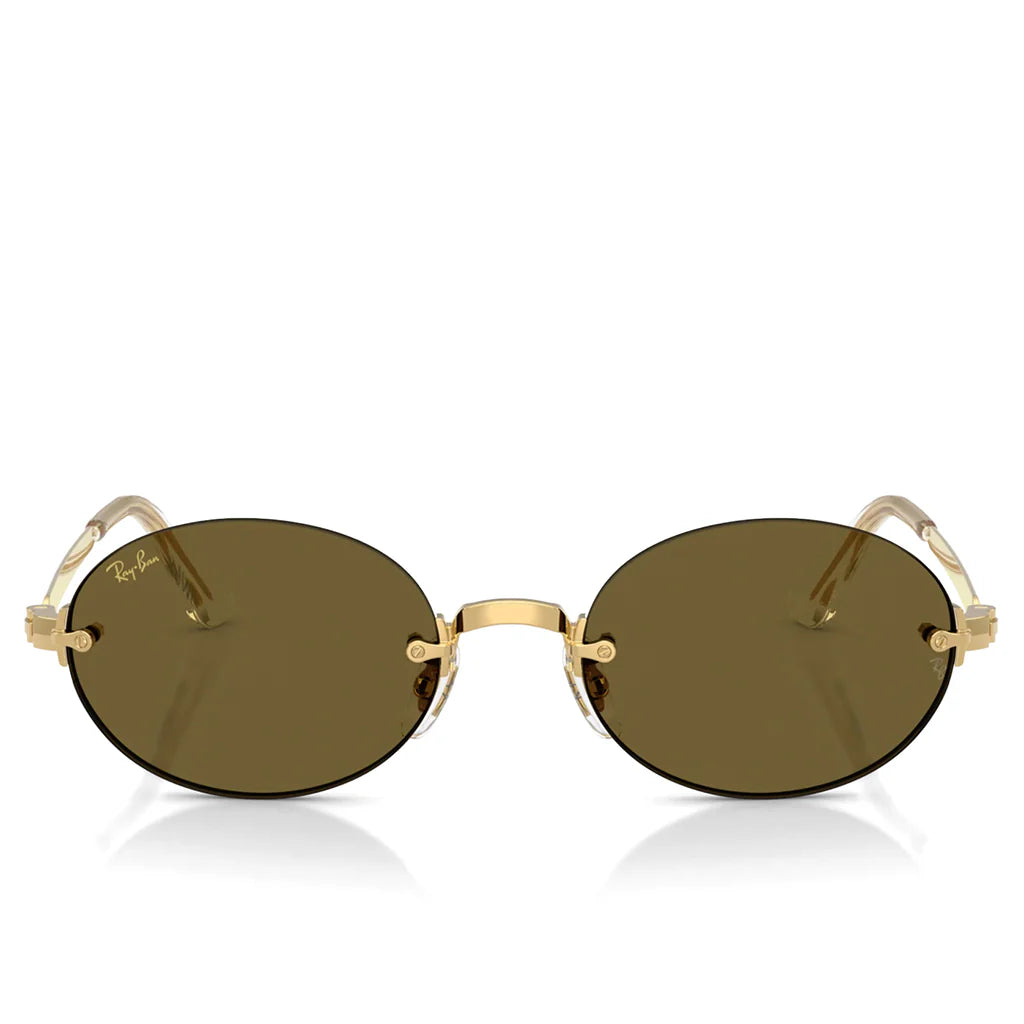 Ray Ban x AAP Rocky Rimless Oval Arista Dark Brown
