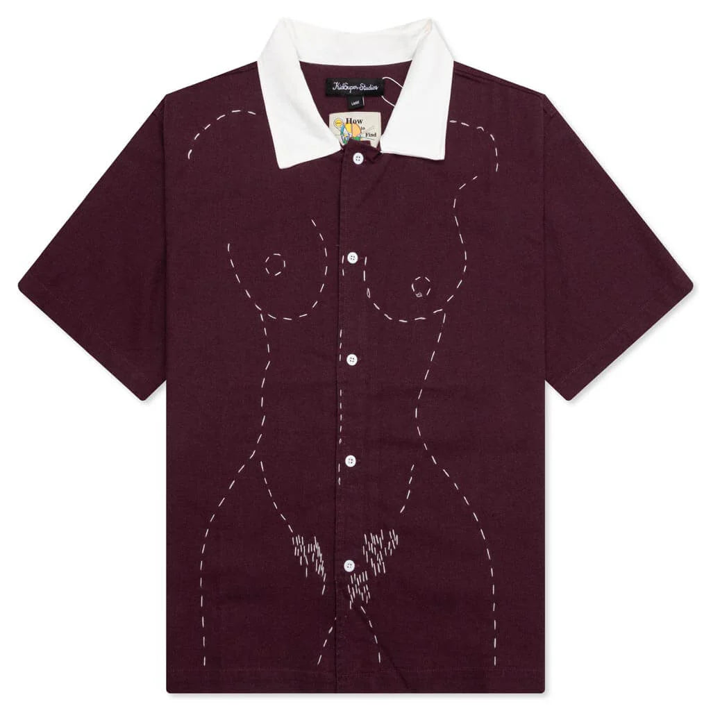 Embroidered Figure Shirt Wine