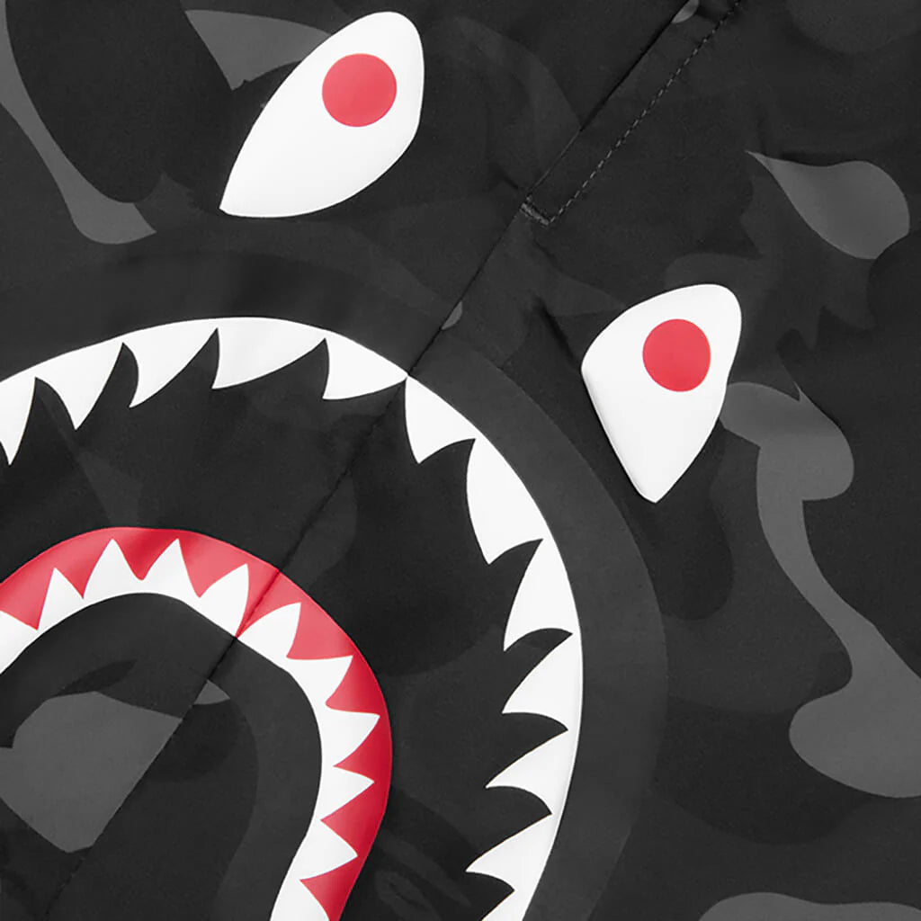 Kids Color Camo Side Shark Beach Shorts Black