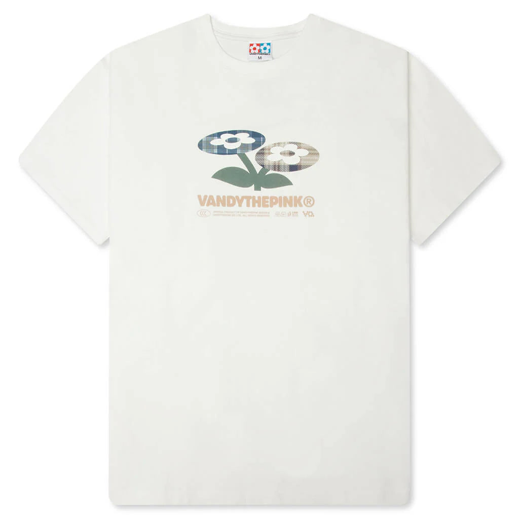Plaid Two Flower Tee White