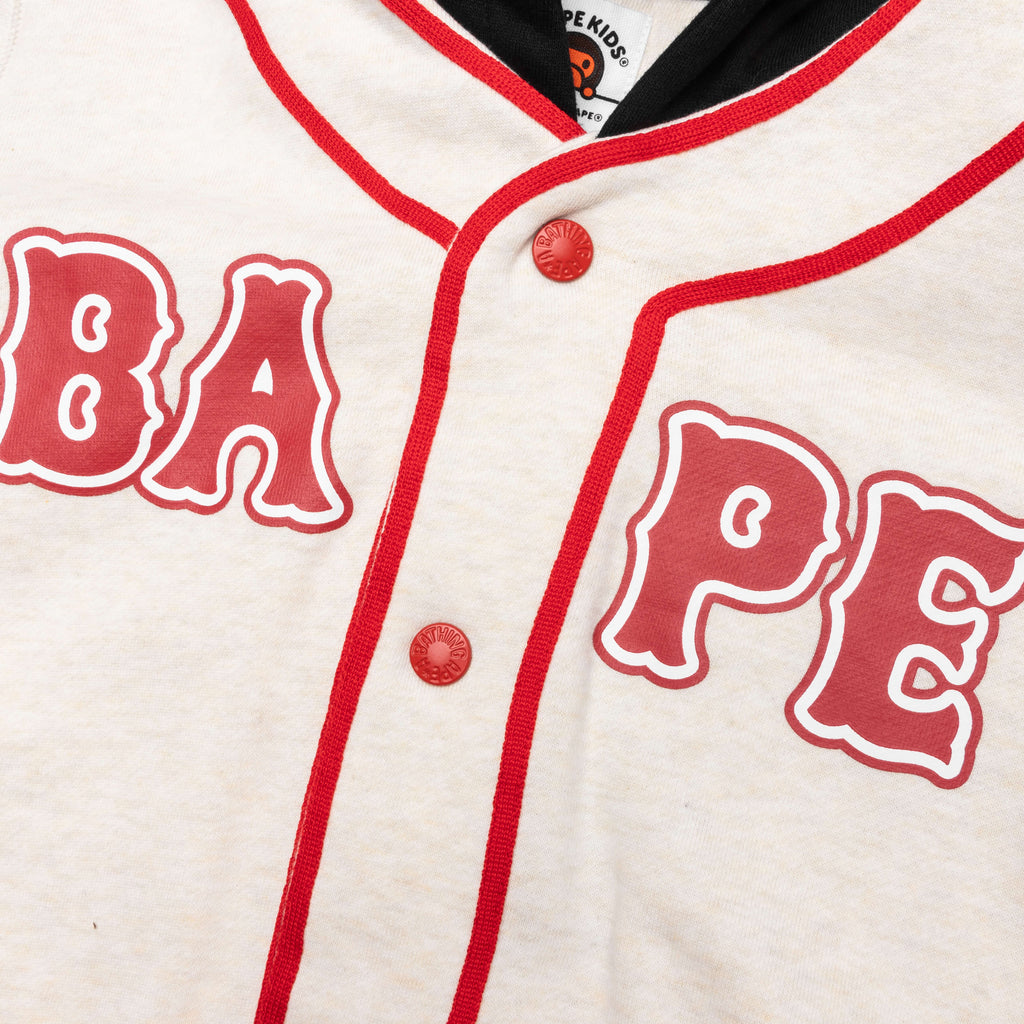 Kids Bape Logo Layered Baseball Sweatshirt Ivory