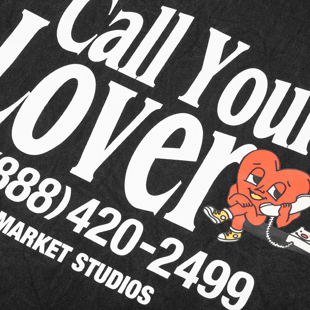 Call My Lover Hoodie Washed Black