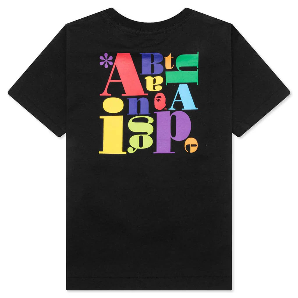 Kids Colorful A Bathing Ape Logo Tee Black