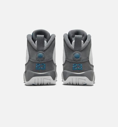 Air Jordan 9 Retro Flint Grey and French Blue Infant Toddler Lifestyle Shoe White French Blue Flint Grey