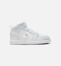 Air Jordan 1 Mid SE Glitter Swoosh Preschool Lifestyle Shoe Blue Tint Summit White White Ice Blue
