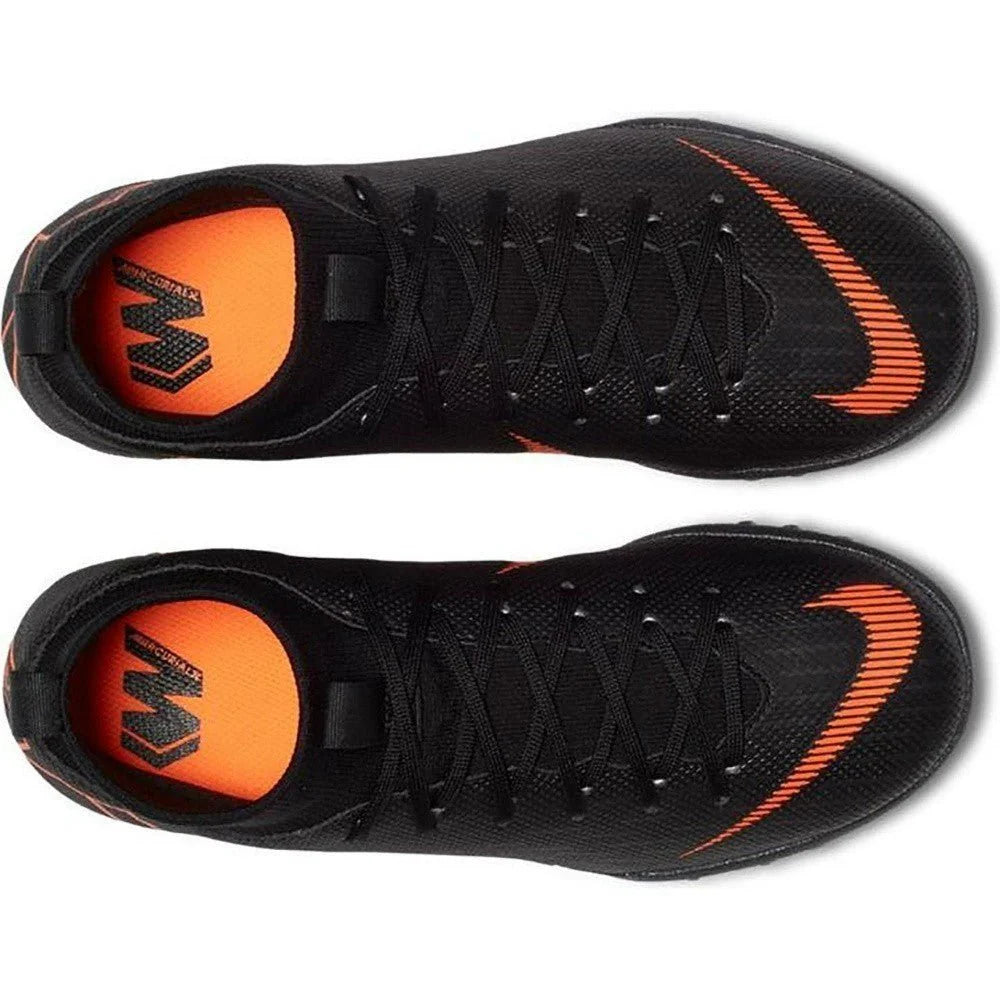 Nike JR Superflyx 6 Academy TF Turf Soccer Cleats Black Orange White