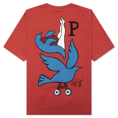 Wheeled Bird T Shirt Rust