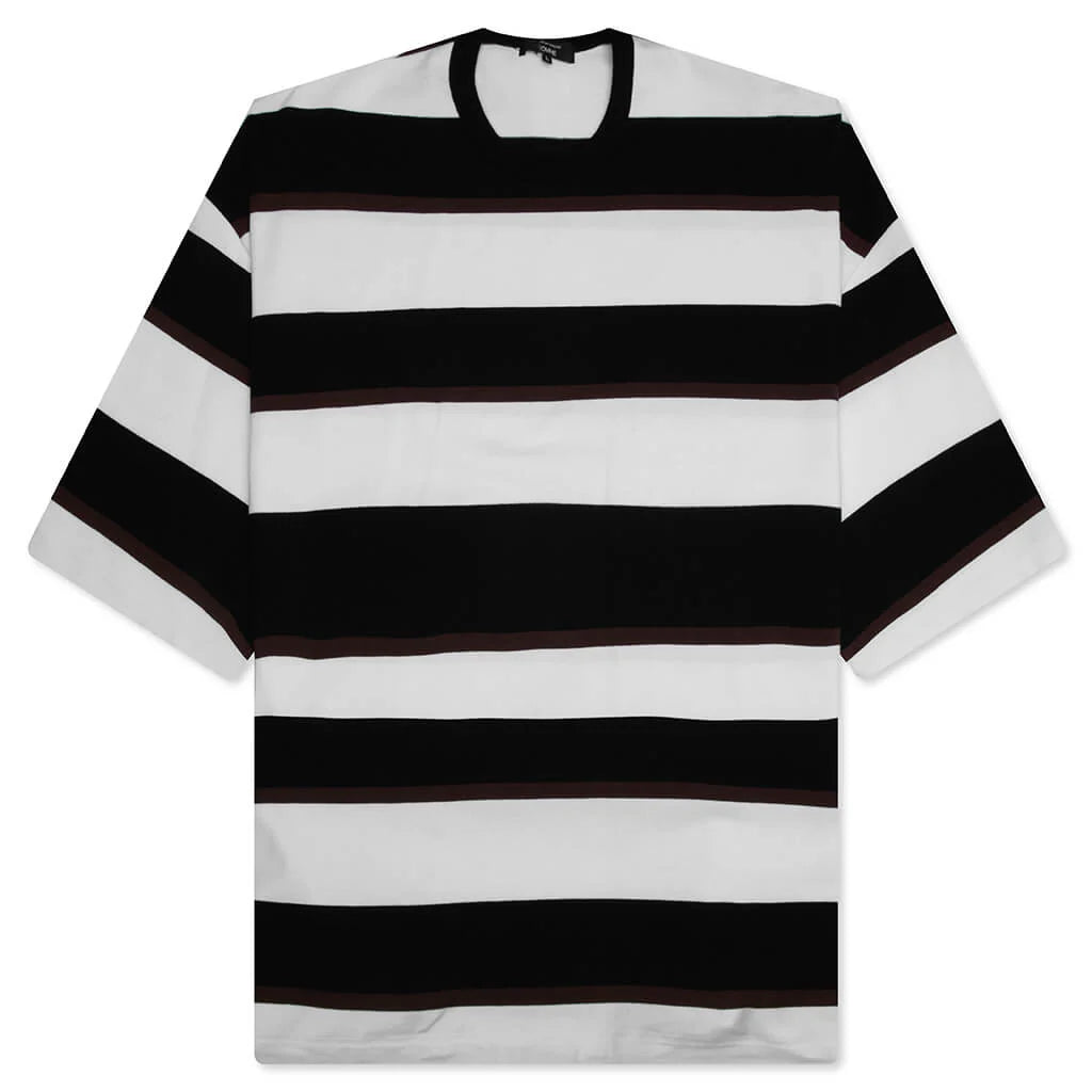 Cotton Jersey Multi Border T Shirt Black Brown White