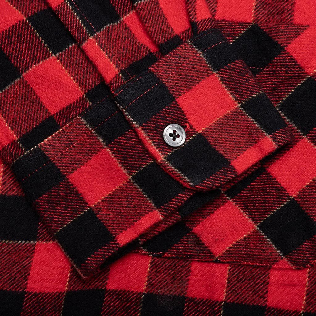 6 Pocket Flannel Shirt Red Black