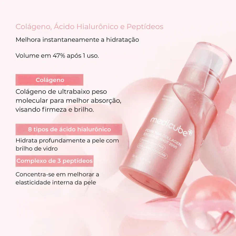Soro Shot PDRN Colágeno Rosa Glow e Elasticidade