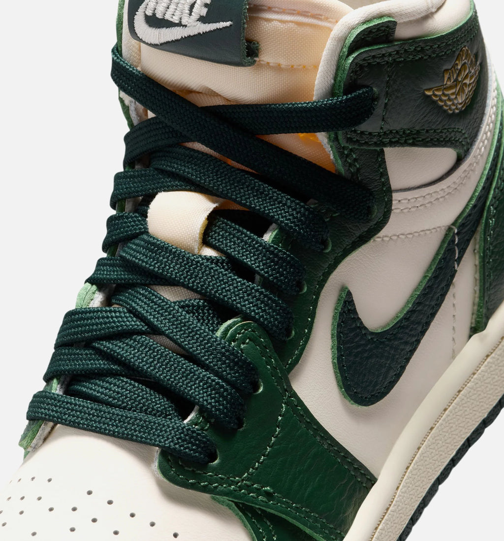 Air Jordan 1 Retro High OG Pro Green Preschool Lifestyle Shoe Pale Ivory Pro Green Fir Coconut Milk Free Shipping